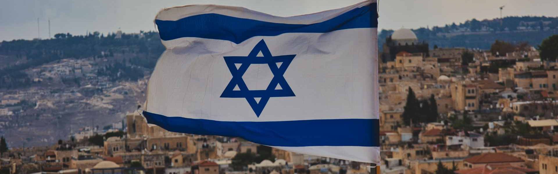 close-up-shot-of-the-flag-of-israel-with-the-old-c-2023-09-07-18-15-01-utc